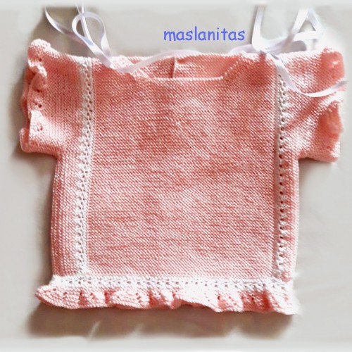 Patrón Jersey rosa manga corta Bebé primera postura
