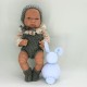 Conjunto pelele , capota y patucos de lana con camisa de tela para Antonio Juan 33 cm
