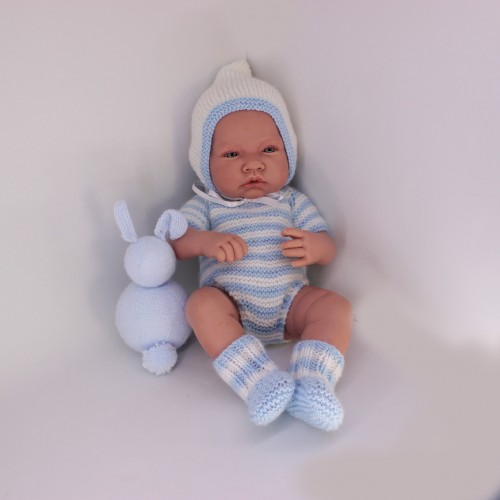 Conjunto pelele manga corta con gorro tipo pixie y patucos válido para Antonio Juan 42 cm