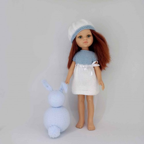 Conjunto vestido y gorro de lana válido Paola Reina 32 cm