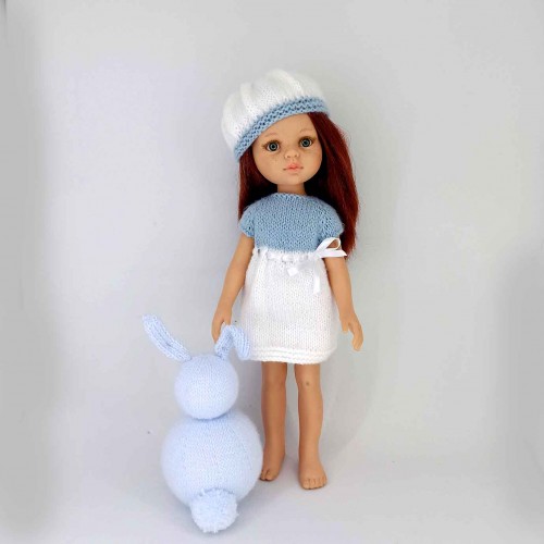 Conjunto vestido y gorro de lana válido Paola Reina 32 cm