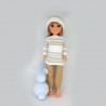 Patrón jersey de rayas y gorro de lana con pantalón de tela válido para Nancy clásica y new