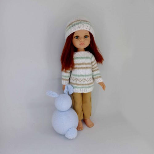 Conjunto jersey rayas, gorro y pantalón válido Paola Reina 32 cm