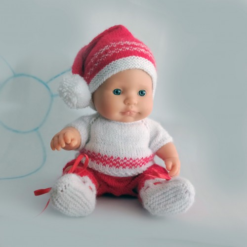 Conjunto compuesto de Jersey, cubrepañal, patucos y gorro válido para miniland 21 cm o similar