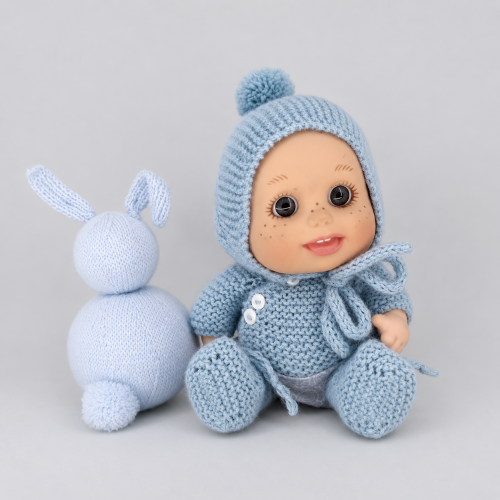 Patrón jersey botones laterales, gorro, patucos y cubrepañal de tela válido para Baby Pelón