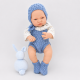 Conjunto con Pelele, patucos y gorro de lana con camisa de tela Antonio Juan 42 cm