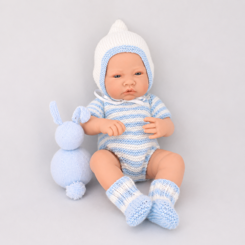 Conjunto pelele manga corta con gorro tipo pixie y patucos válido para Antonio Juan 42 cm