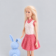 Patrón vestido con falda de rayas y gorro válido para muñecas tipo Barbie
